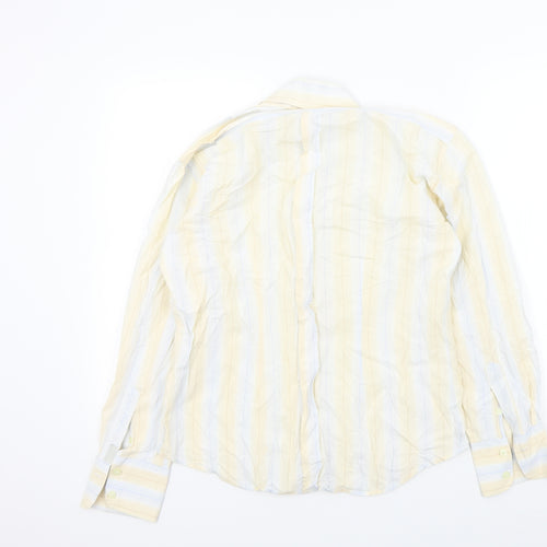 Full Circle Mens Beige Striped   Button-Up Size M