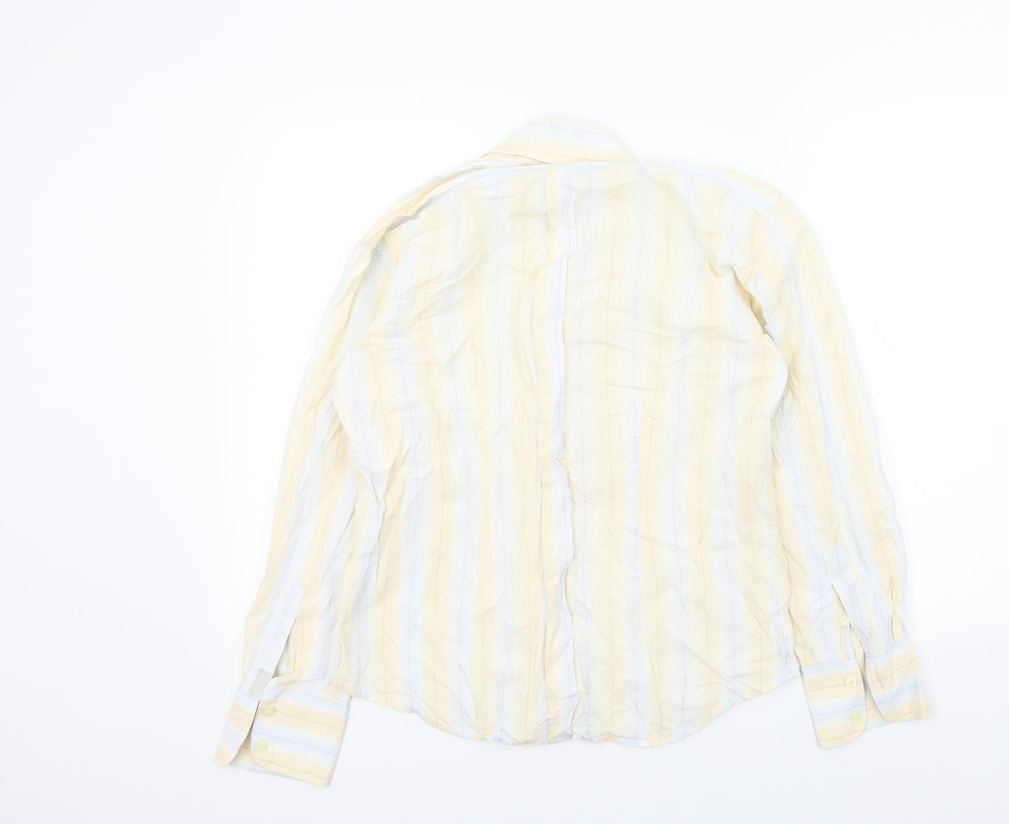 Full Circle Mens Beige Striped   Button-Up Size M