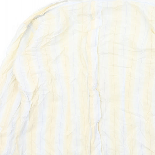 Full Circle Mens Beige Striped   Button-Up Size M