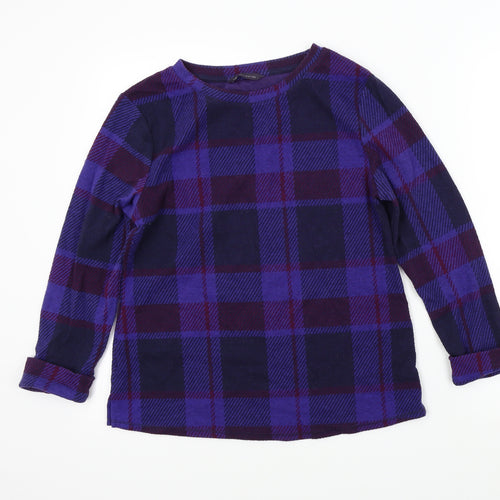 M&S Womens Purple Check  Pullover Jumper Size 10