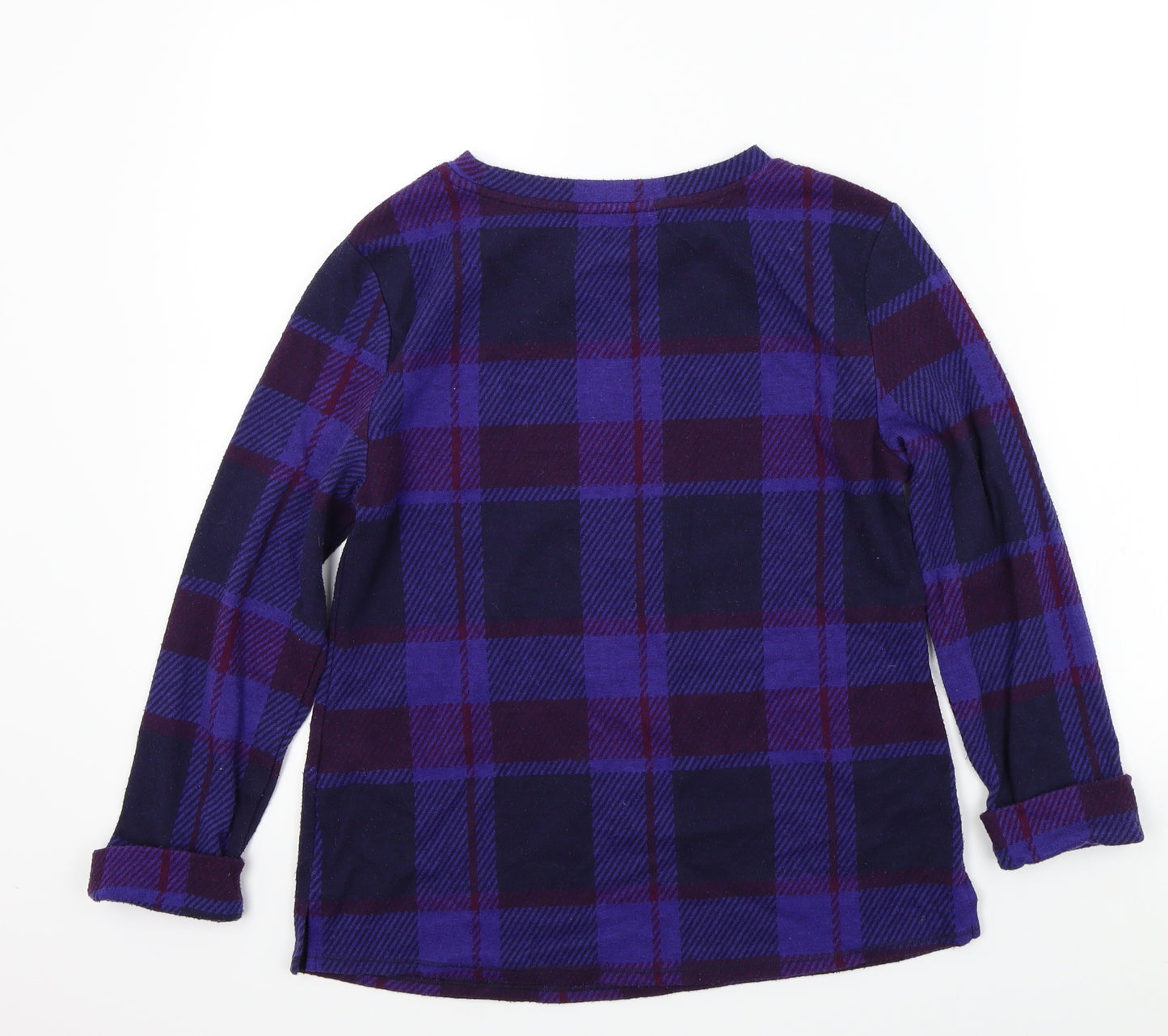 M&S Womens Purple Check  Pullover Jumper Size 10