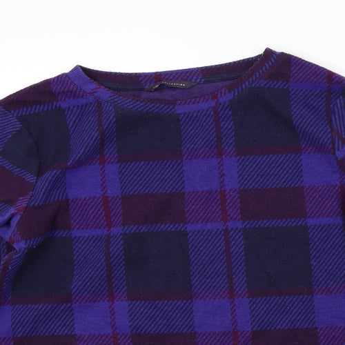 M&S Womens Purple Check  Pullover Jumper Size 10
