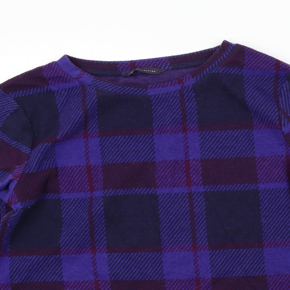 M&S Womens Purple Check  Pullover Jumper Size 10