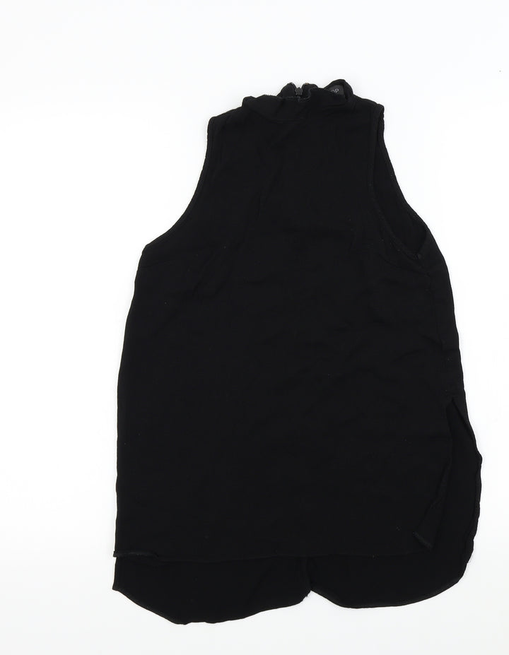 Topshop Womens Black Colourblock  Basic Blouse Size 6  - Frill Detail
