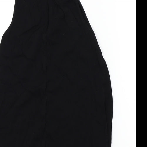 Topshop Womens Black Colourblock  Basic Blouse Size 6  - Frill Detail