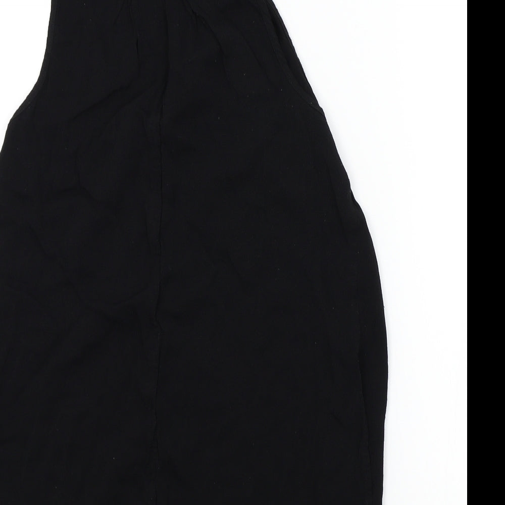 Topshop Womens Black Colourblock  Basic Blouse Size 6  - Frill Detail