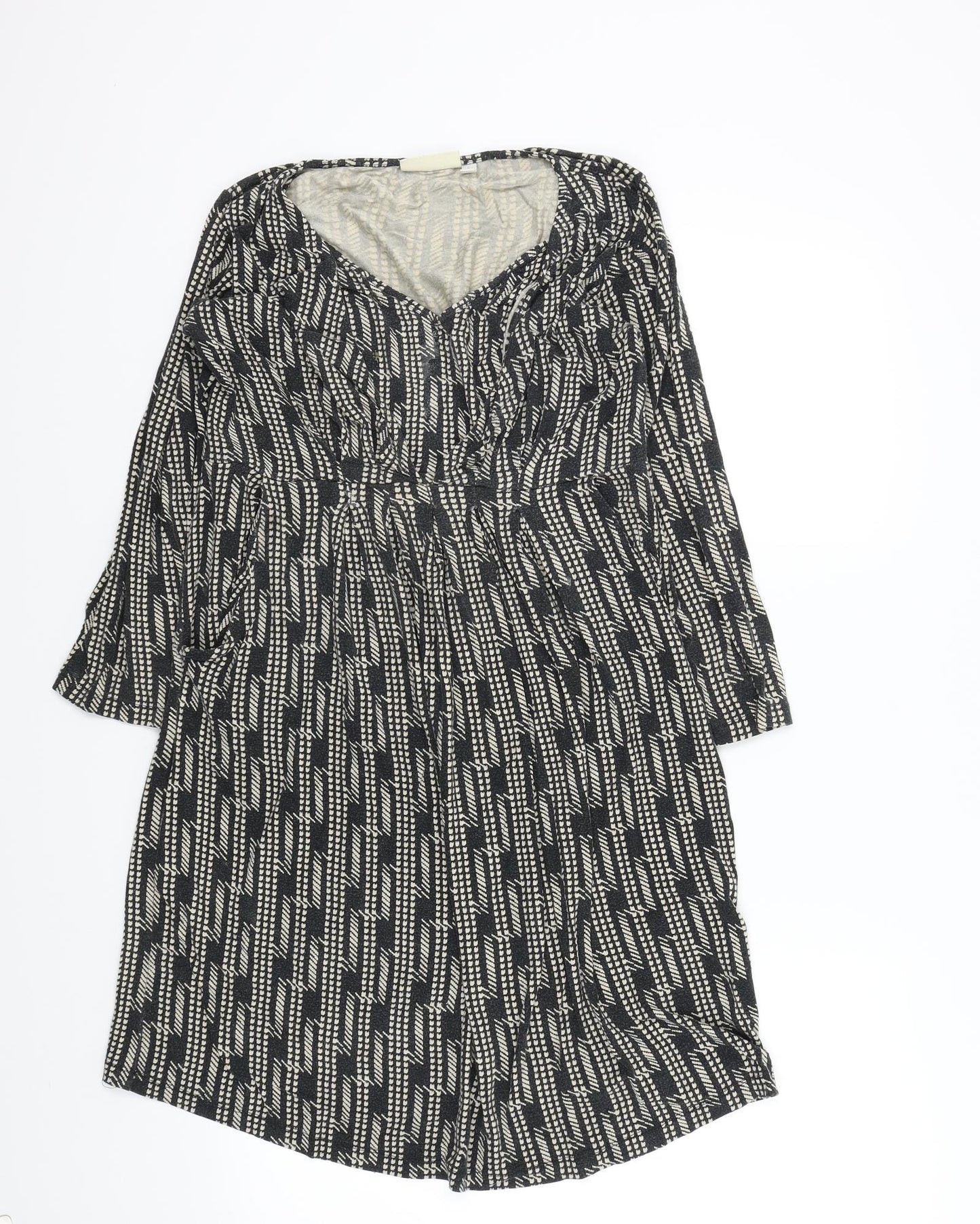 JoJo Maman Bébé Womens Black Geometric  Fit & Flare  Size S