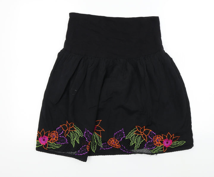 DEBINHAMS Womens Black Floral  Flare Skirt Size 8