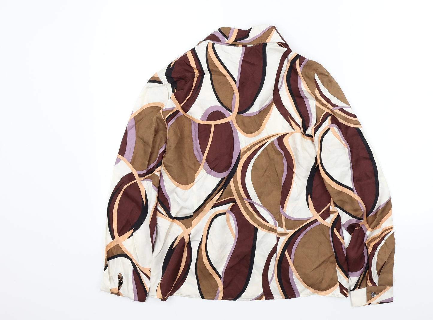 M&S Womens Brown Geometric  Basic Blouse Size 14