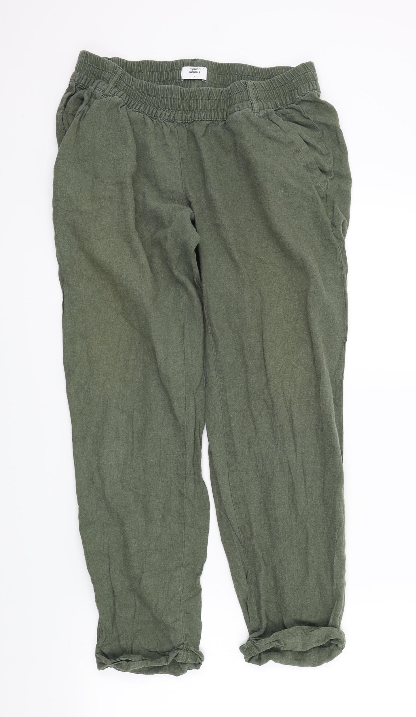 Mamalicious Womens Green   Trousers  Size L L36 in