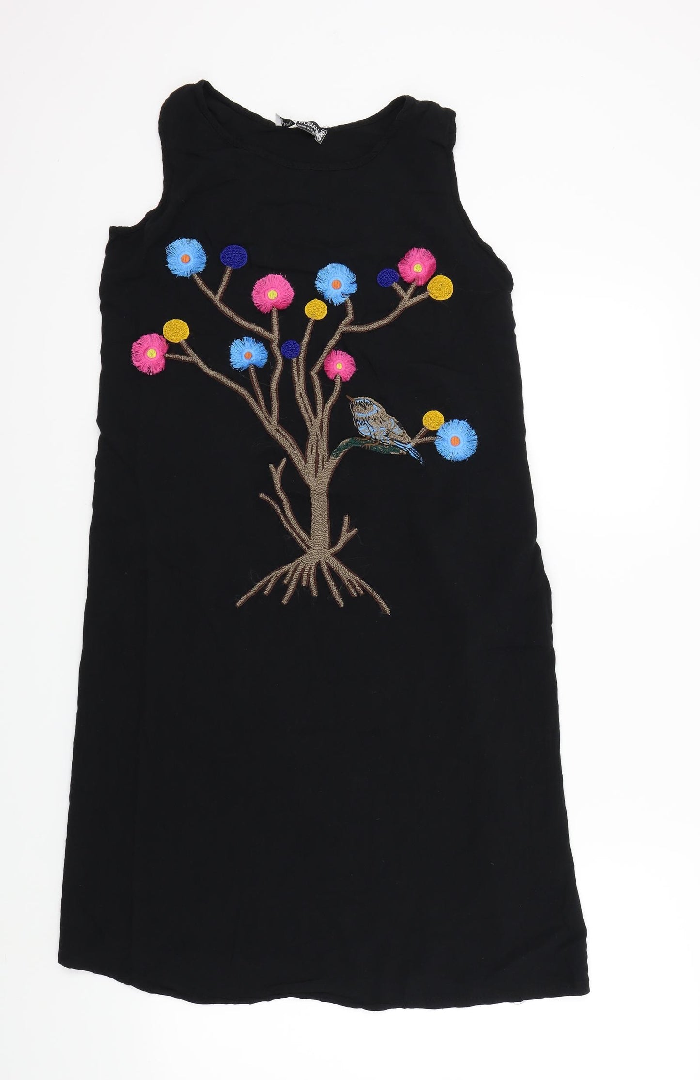 VALE WOMAN Womens Black Floral  A-Line  Size 36