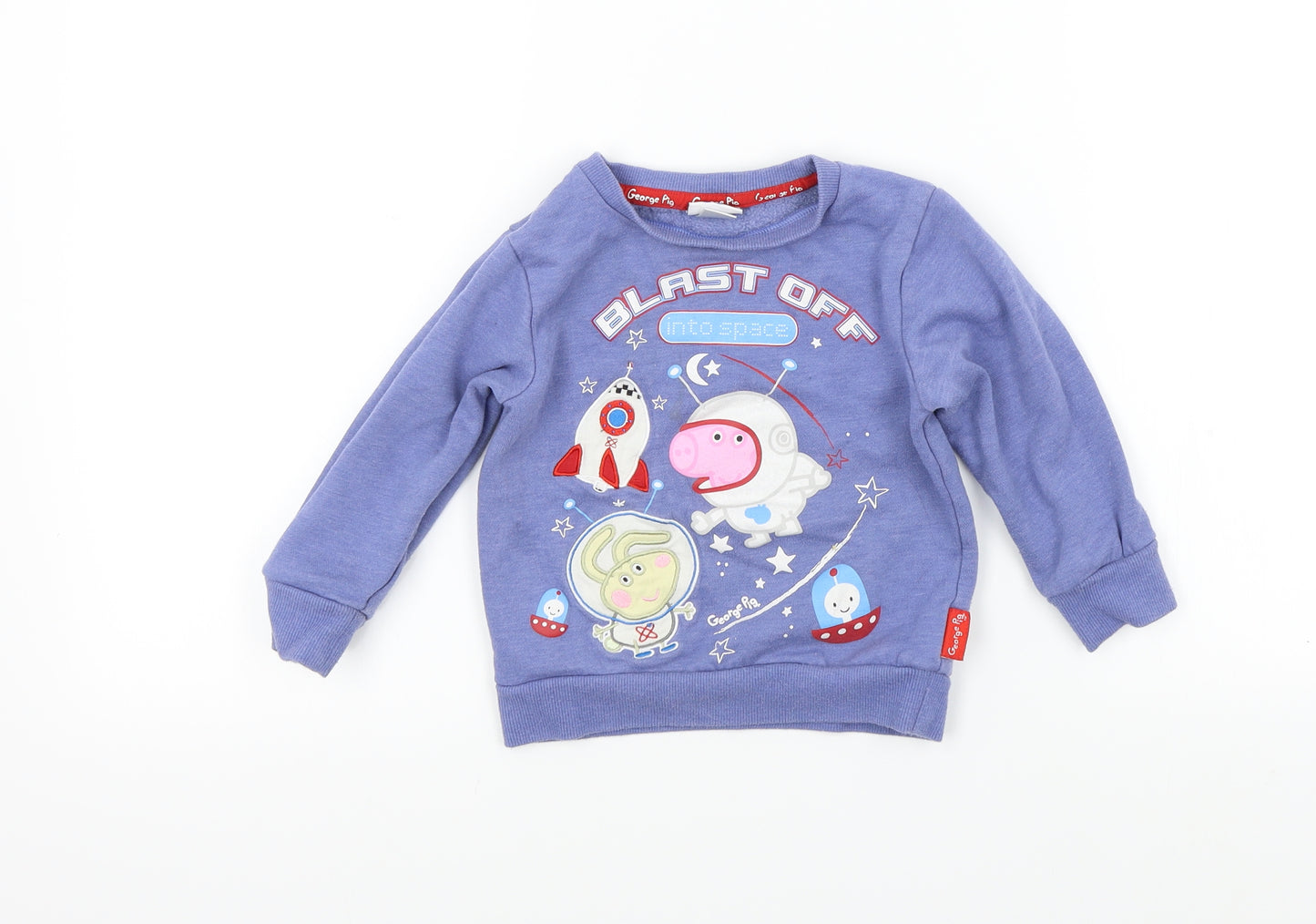 Mini Club Boys Blue Colourblock  Pullover Sweatshirt Size 3-4 Years  - pepper pig