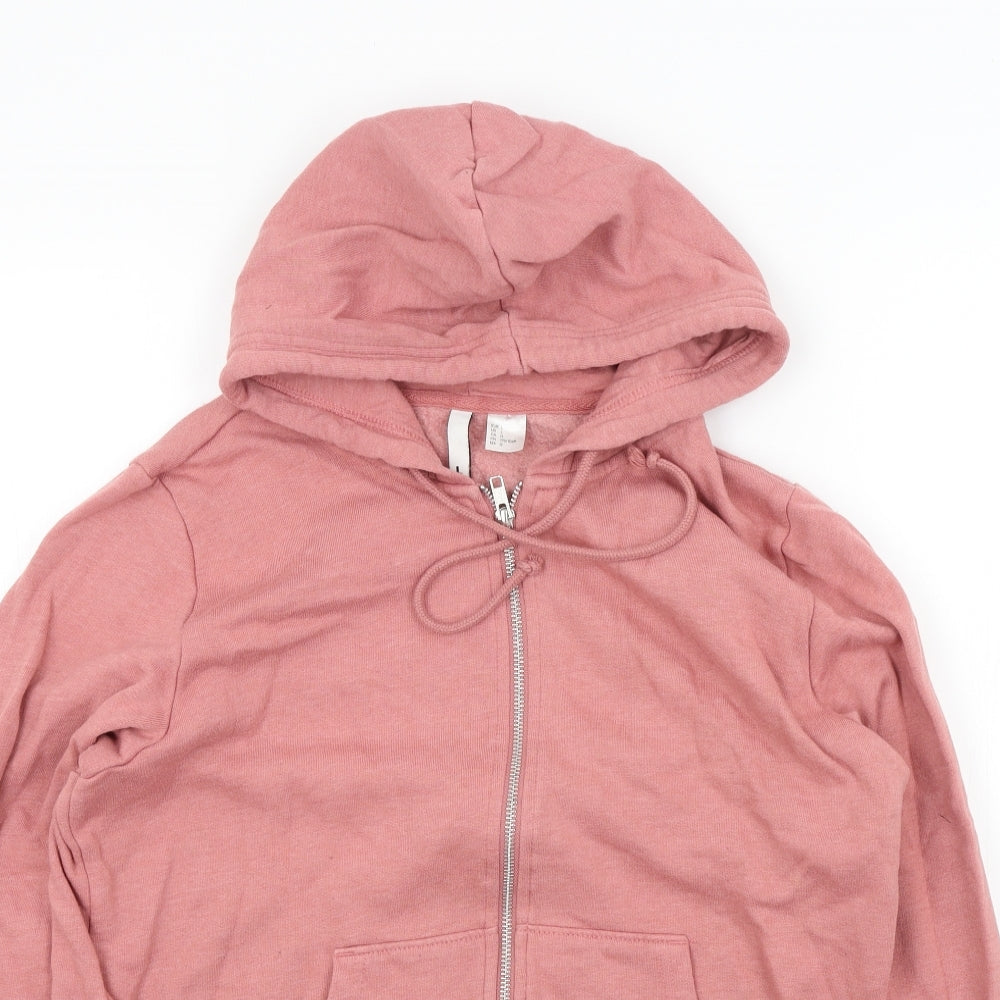 H&M Womens Pink Colourblock  Full Zip Hoodie Size L