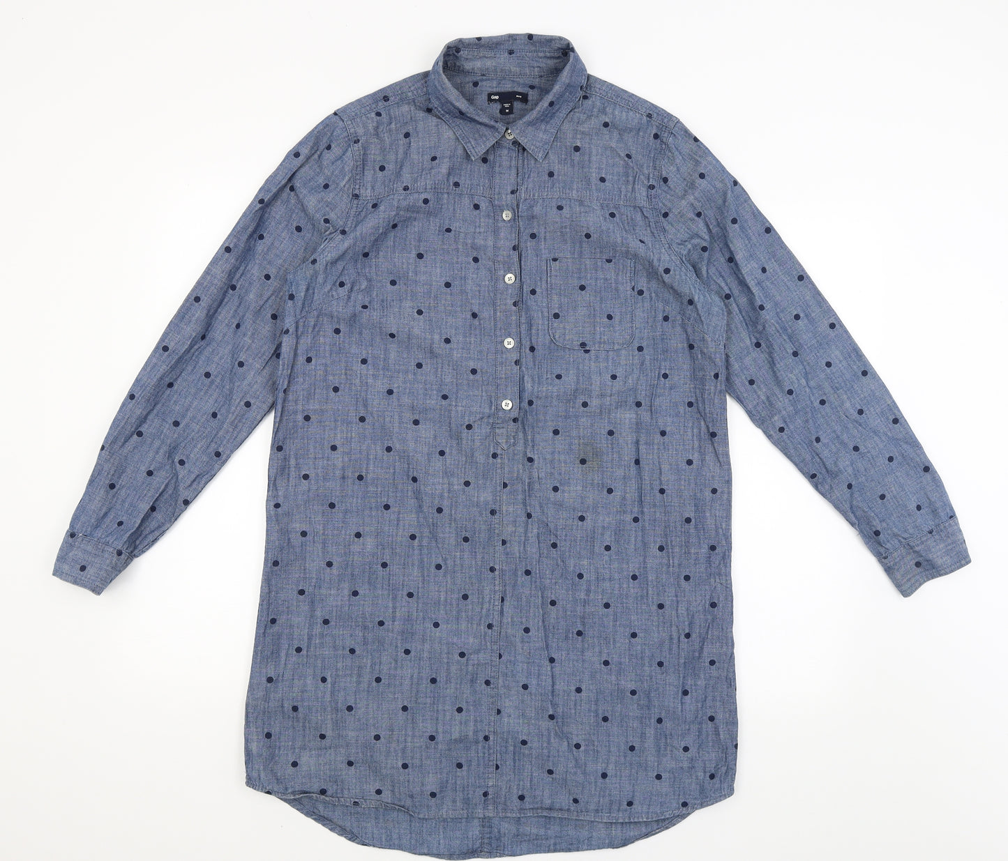 Gap Womens Blue Polka Dot  Shirt Dress  Size M