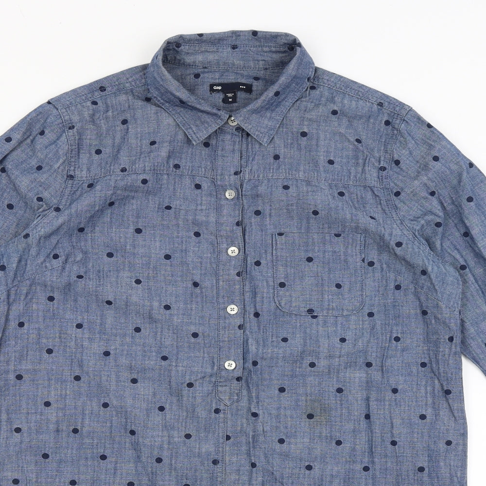 Gap Womens Blue Polka Dot  Shirt Dress  Size M