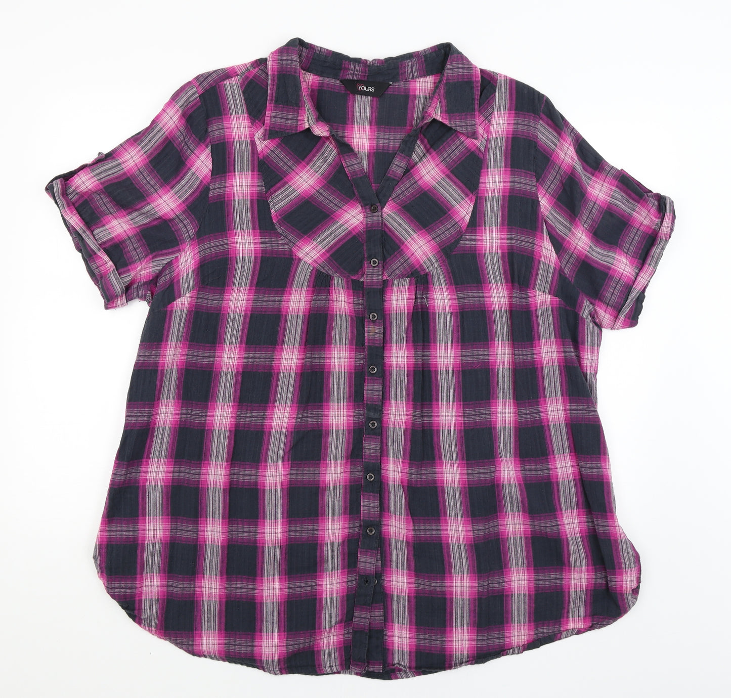Yours Womens Purple Plaid  Basic Button-Up Size 24