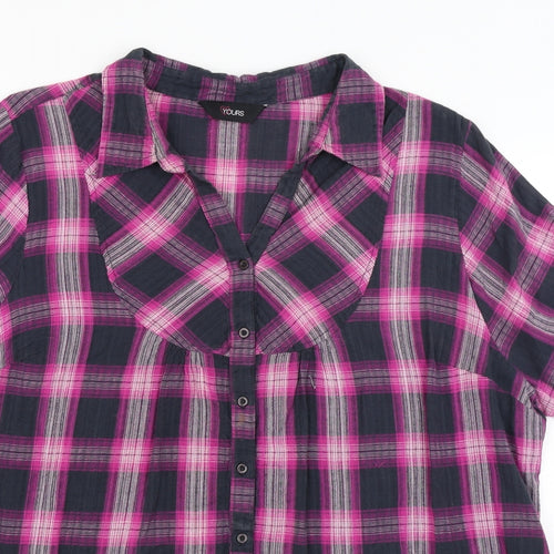 Yours Womens Purple Plaid  Basic Button-Up Size 24