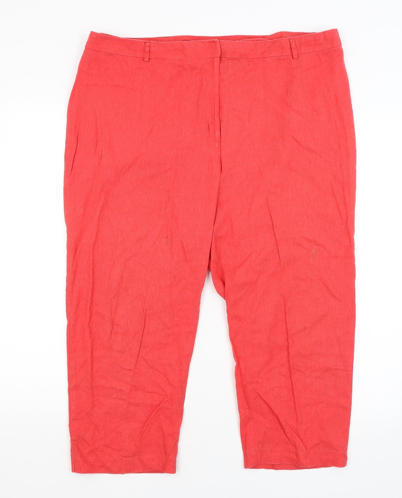 M&S Womens Red   Cropped Trousers Size 18 L21 in
