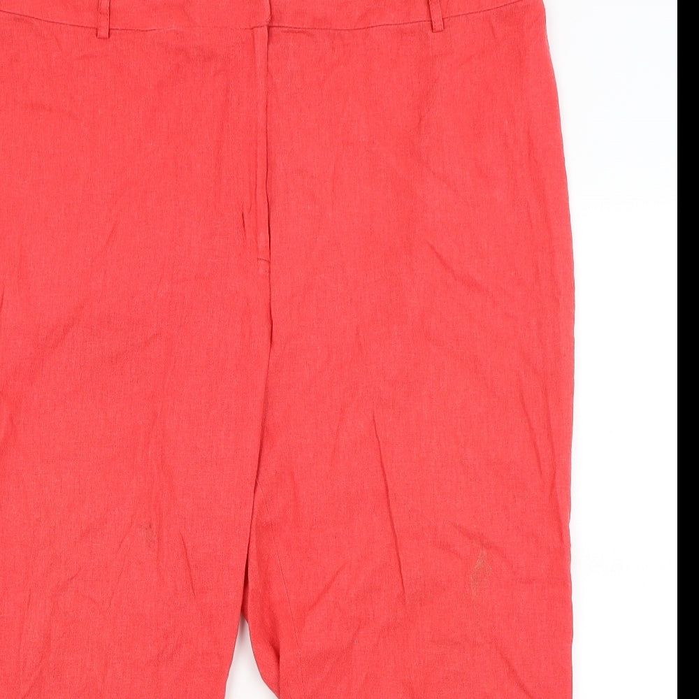 M&S Womens Red   Cropped Trousers Size 18 L21 in