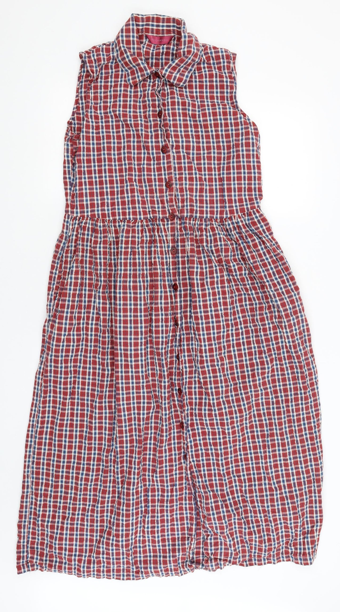 Richards Womens Red Plaid  Shirt Dress  Size 14