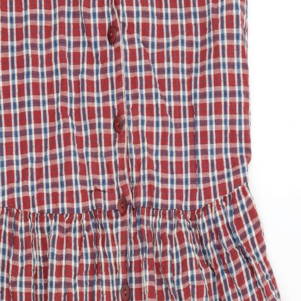 Richards Womens Red Plaid  Shirt Dress  Size 14