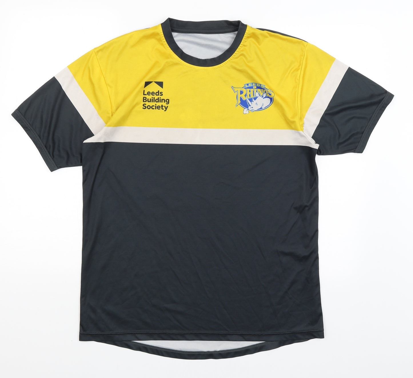 Preworn Mens Grey   Basic T-Shirt Size L  - Leeds Rhinos