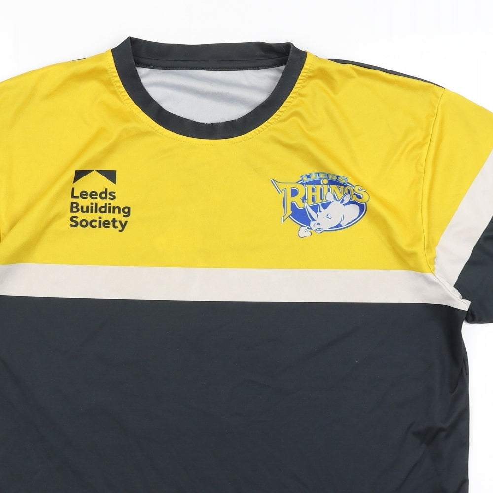 Preworn Mens Grey   Basic T-Shirt Size L  - Leeds Rhinos
