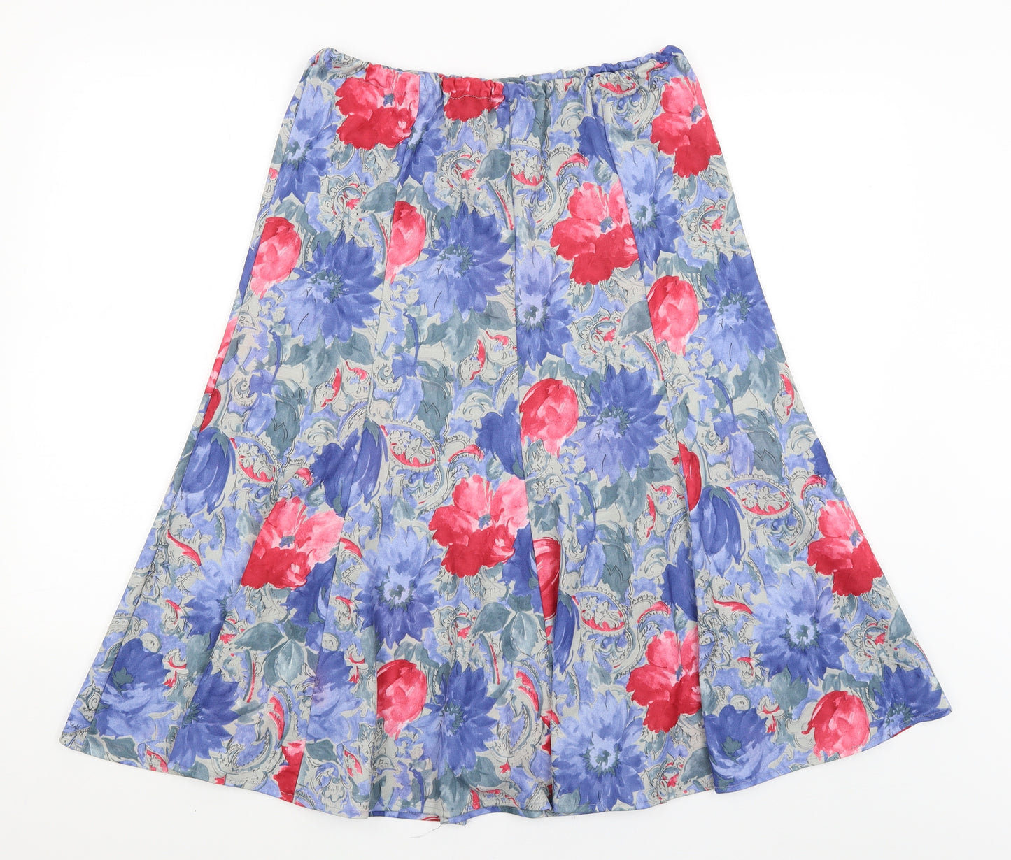 Fashion Extra Womens Blue Floral  Flare Skirt Size 14