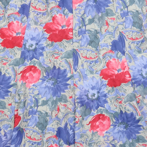 Fashion Extra Womens Blue Floral  Flare Skirt Size 14