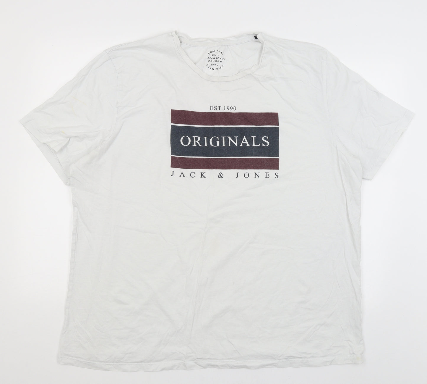 Jack Jones Mens White    T-Shirt Size 3XL
