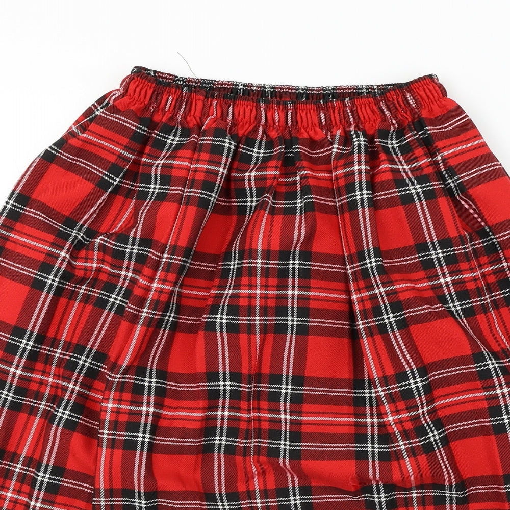 Preworn  Womens Red Check  A-Line Skirt Size 24 in