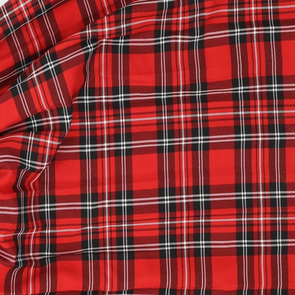 Preworn  Womens Red Check  A-Line Skirt Size 24 in