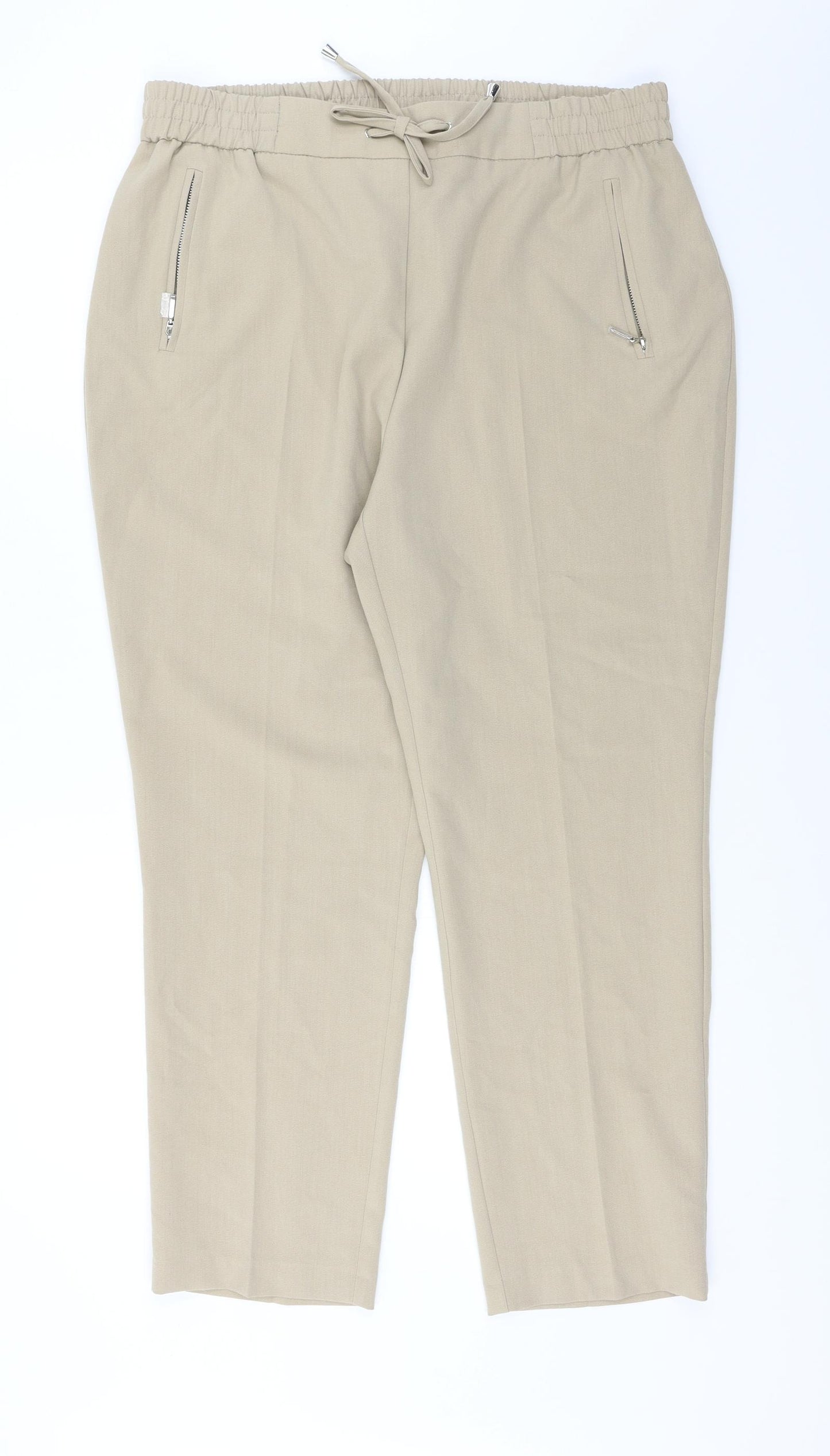 Peacokcs   Womens Beige Paisley  Trousers  Size 16 L24 in