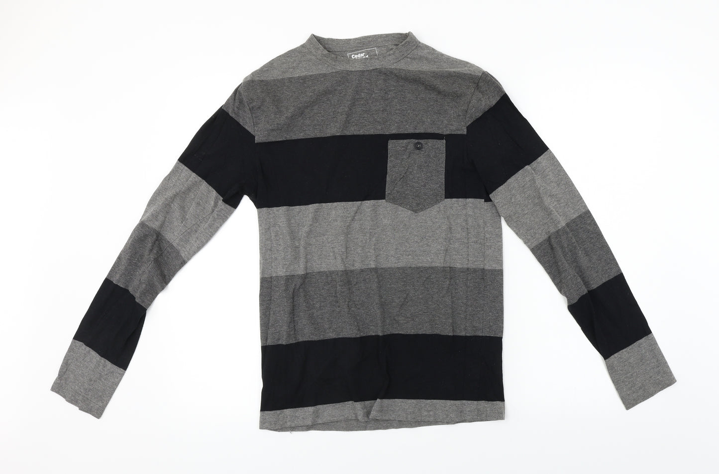 Cedar Wood State  Mens Grey Striped   T-Shirt Size XS