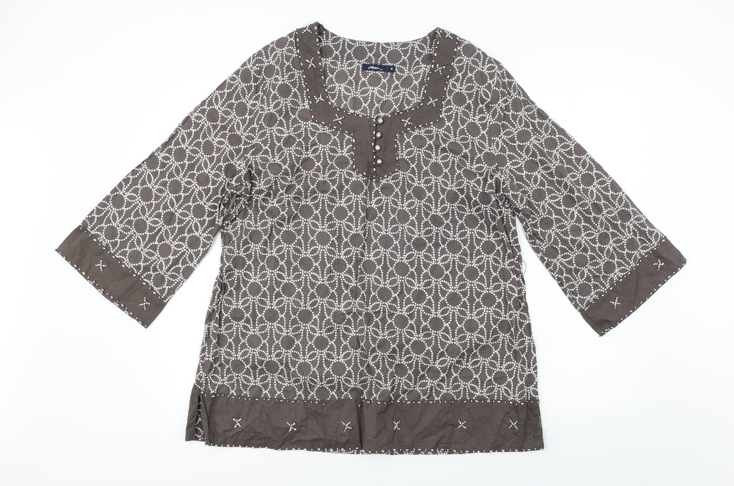 DASH  Womens Brown Floral  Basic Blouse Size 18