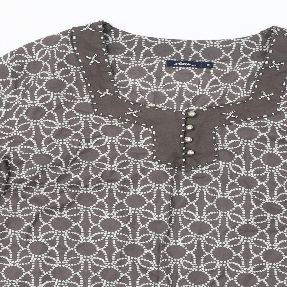 DASH  Womens Brown Floral  Basic Blouse Size 18