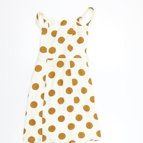 Primark Womens White Polka Dot  Fit & Flare  Size 4  - washable marks
