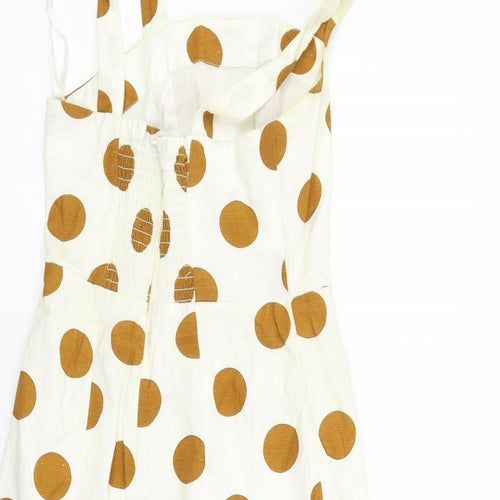 Primark Womens White Polka Dot  Fit & Flare  Size 4  - washable marks