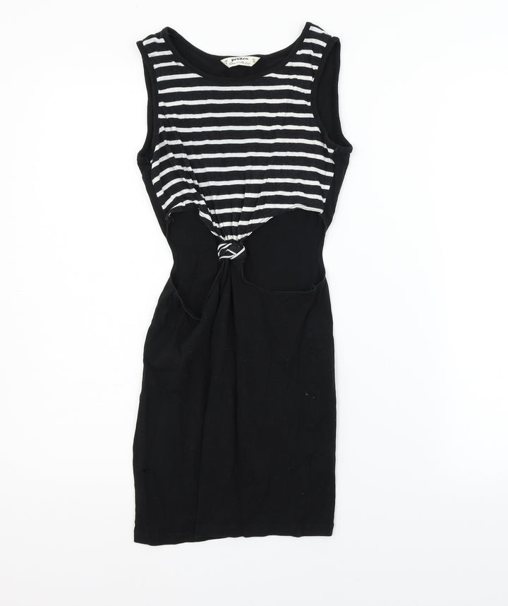 Miss Selfridge Womens Black Polka Dot  Fit & Flare  Size 6