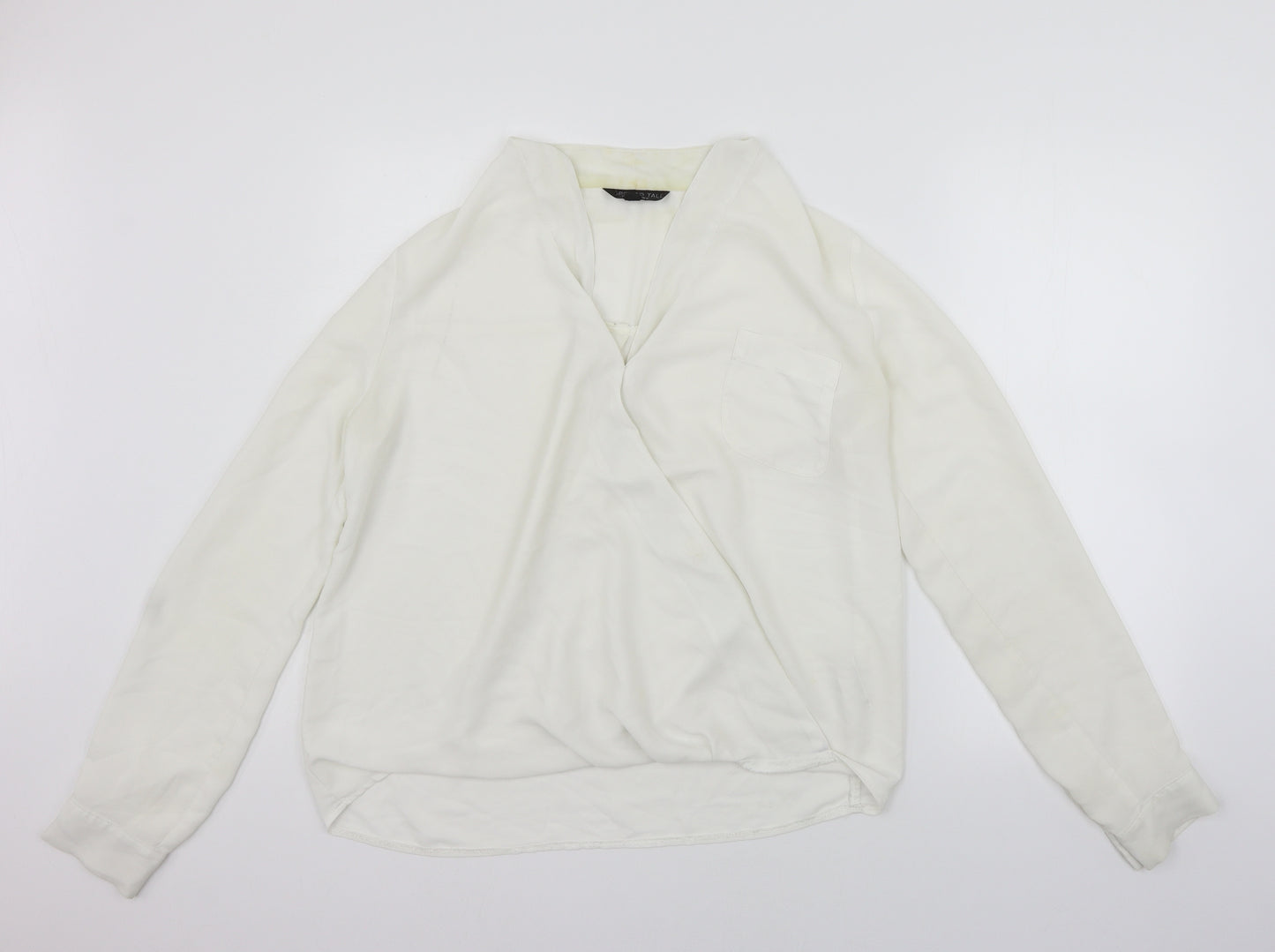 Topshop Womens White Houndstooth  Basic T-Shirt Size 12  - washable marks