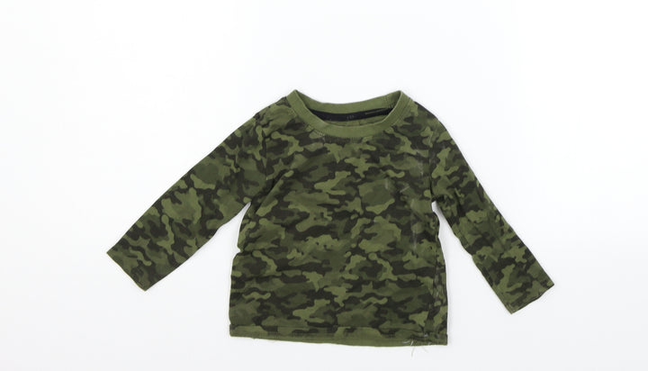 Primark Girls Green Geometric Basic T-Shirt Size 12-18 Months