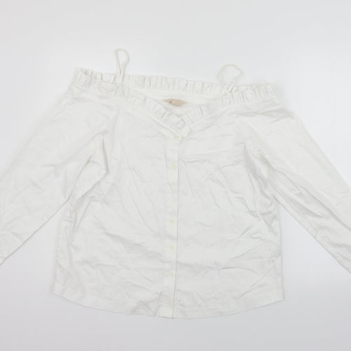 H&M Womens White   Basic Button-Up Size 8