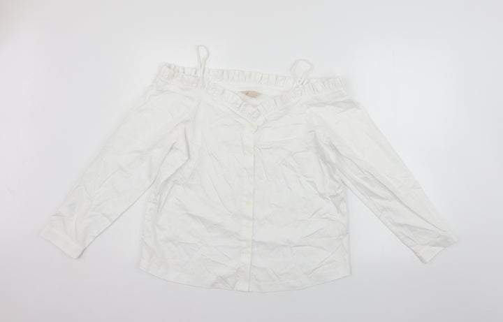 H&M Womens White   Basic Button-Up Size 8