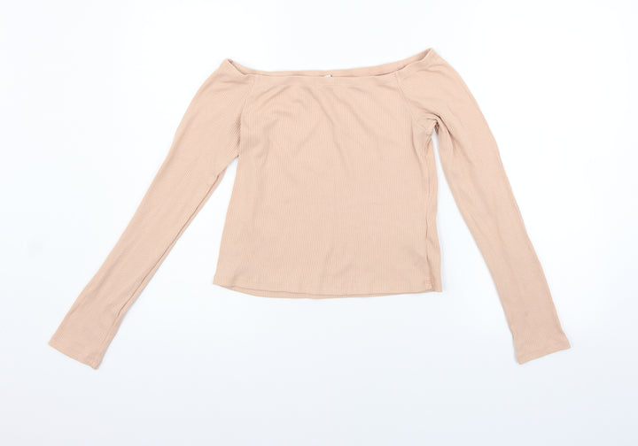 Divided Womens Beige Basic T-Shirt Size L