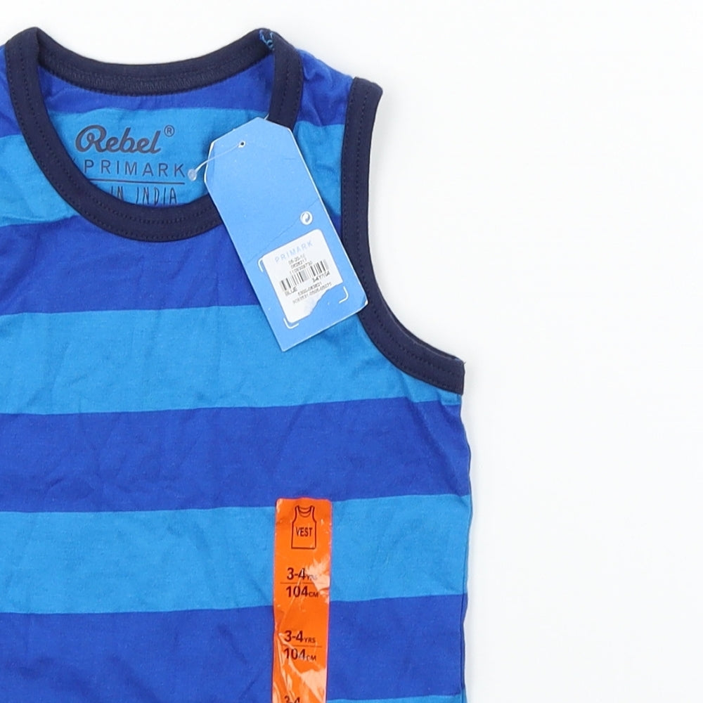 Primark Girls Blue Striped  Basic Tank Size 3-4 Years