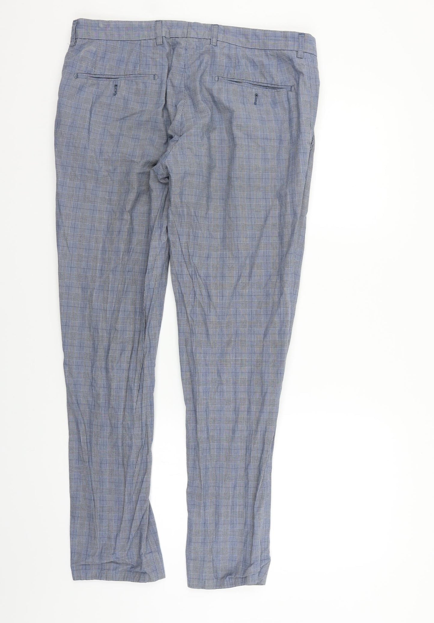 NEXT Womens Blue Check  Trousers  Size 34 in L28 in