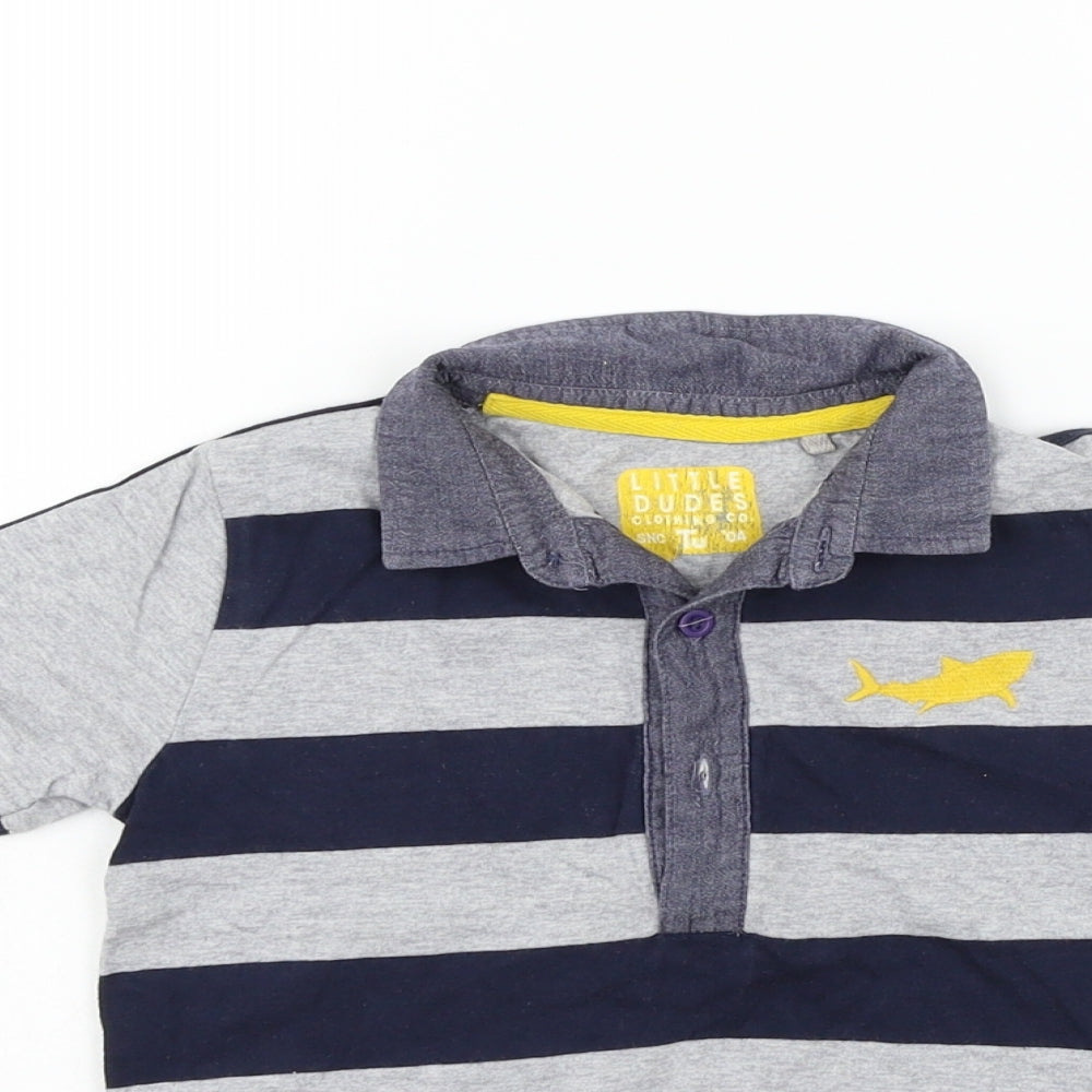 TU Girls Grey Striped  Basic Polo Size 3-4 Years