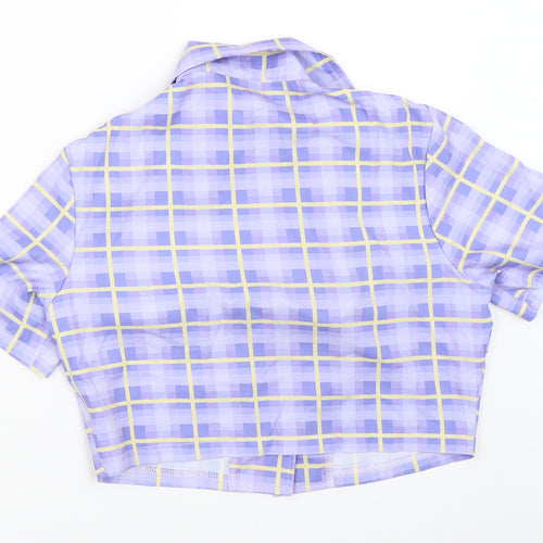 SheIn Womens Purple Check  Basic Button-Up Size S