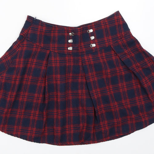 SheIn Womens Blue Check  Skater Skirt Size S