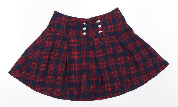 SheIn Womens Blue Check Skater Skirt Size S